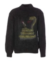 Magliano Embroidered Graphic Knitted Sweater Long Sleeves In Black
