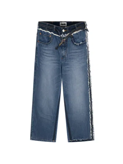 Magliano Stormy Raw-edge Panelled Jeans In Blue