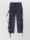 Magliano Straight Trousers With Adjustable Straps And Pockets In Black