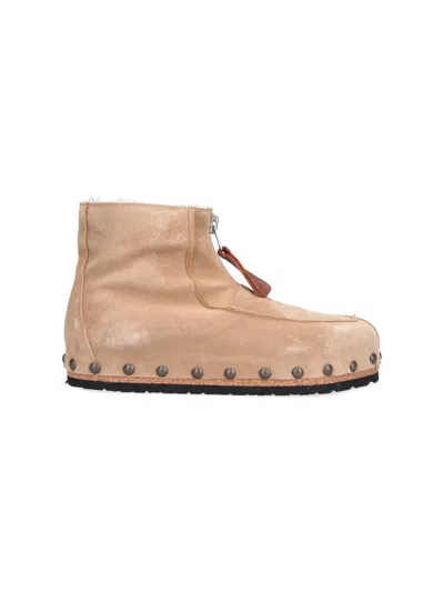 Magliano Flat Sole Ankle Boots Round Toe Studs In Pink