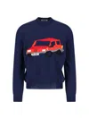 Magliano Graphic Design Crew Neck Long Sleeve Sweater In Blue