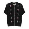 Magliano Flower-embroidered Knitted Shirt In Black
