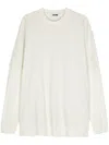 Magliano Crew Neck Cotton Sweater With Layered Effect In Neutrals