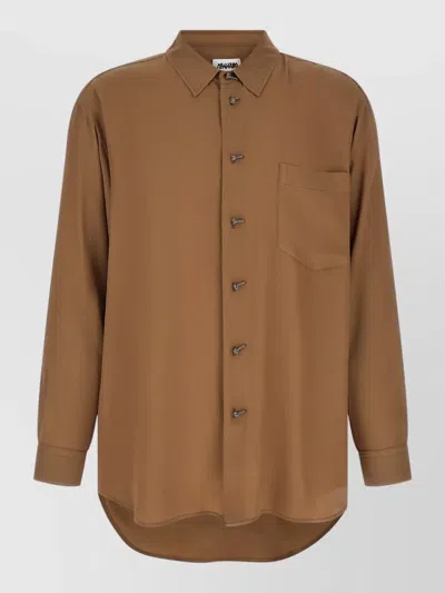 Magliano Trekking Shirt Long Sleeves Straight Collar Buttoned Cuffs In Brown