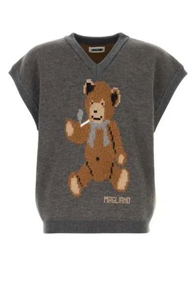 Magliano Wool-blend Teddy Bear Vest For Men In Gray
