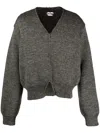 Magliano V-neck Zip-up Wool Cardigan In Grey
