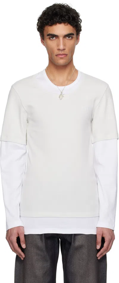 MAGLIANO WHITE & BEIGE TRAUMA SUPERSLIM T-SHIRT