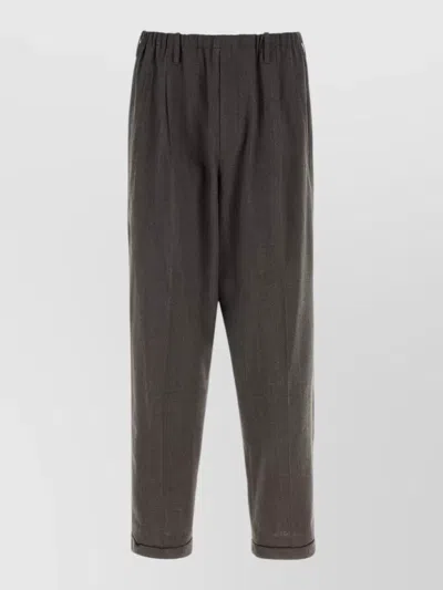 Magliano Wool Blend Trousers Belt Loops Cuffed Hem In Grey