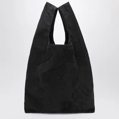 Magliano X D2 Black Canvas Tote With Patches