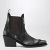 Magliano X D2 Black Cowboy Ankle Boots With Heel In Animal Print