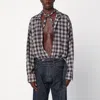 Magliano X D2 Charcoal Cotton Checked Shirt In Brown