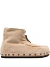 Magliano Zip-front Studded Suede Boots In Neutral