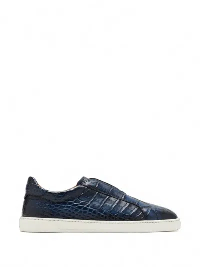 Magnanni Alligator-effect Slip-on Sneakers In Blue