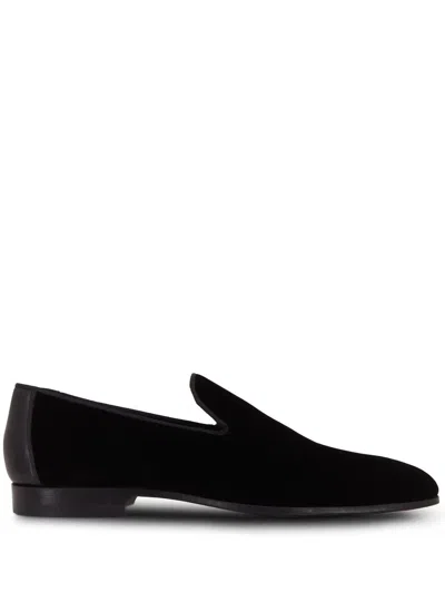 Magnanni Almond-toe Velvet Loafers In Black