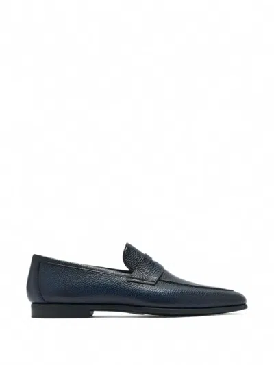 Magnanni Aston Grainy Leather Loafers In Blue