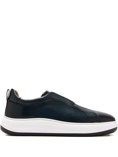 Magnanni Casaro Leather Slip-on Sneakers In Blue
