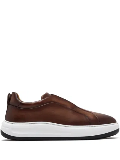 Magnanni Casaro Leather Slip-on Sneakers In Brown