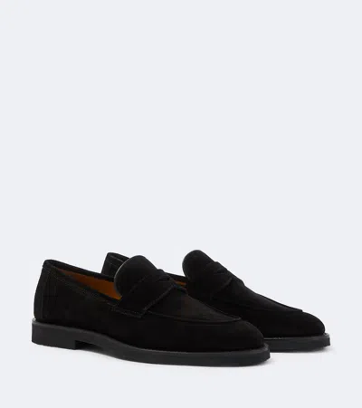 Magnanni Cervan Suede Penny Loafers In Black