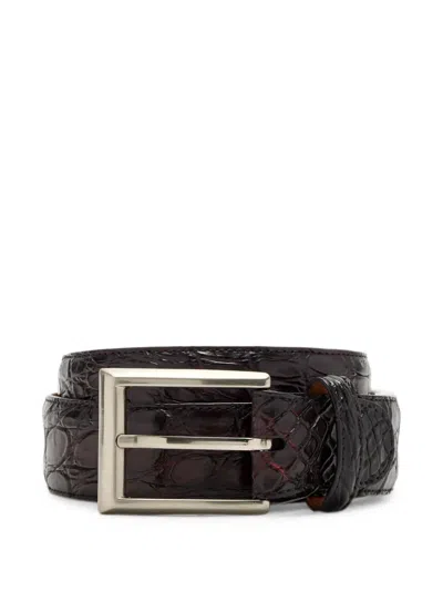 Magnanni Cocoarcade Crocodile-embossed Leather Belt In Brown