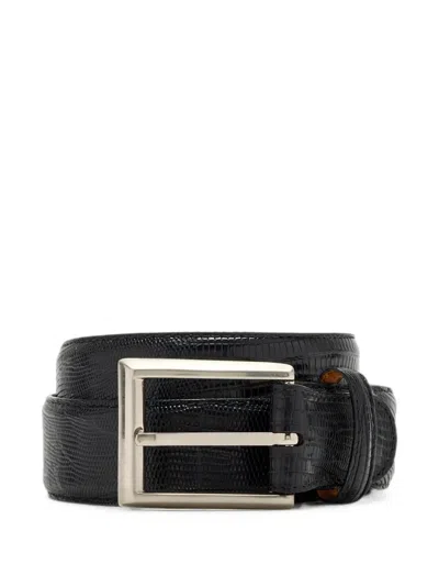 Magnanni Cocoarcade Lizard-effect Leather Belt In Black