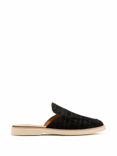 Magnanni Croc-effect Suede Mules In Black