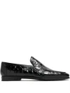 Magnanni Crocodile Leather Aston Loafers In Black