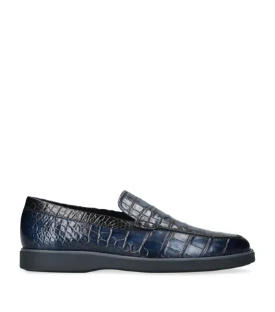 Magnanni Crocodile Pariaso Low-top Loafers In Navy