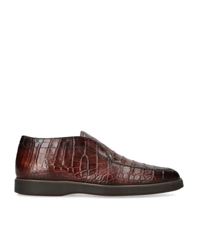 Magnanni Crocodile Pariaso Mid-top Loafers In Brown