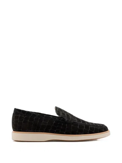 Magnanni Crocodile-effect Suede Loafers In Black