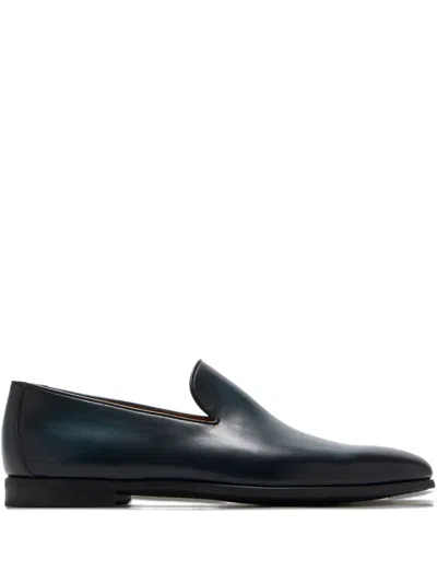 Magnanni Leather Slip-on Loafers In Blue