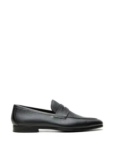 Magnanni Diezma Ii Pebbled Leather Loafers In Black