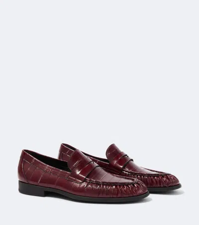 Magnanni Eel Leather Penny Loafers In Burgundy