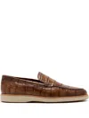 Magnanni Embossed Crocodile Leather Loafers In Brown