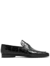 Magnanni Embossed Texture Loafers In Black