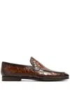 Magnanni Men's Vicente Croc Leather Penny Loafers In Brown