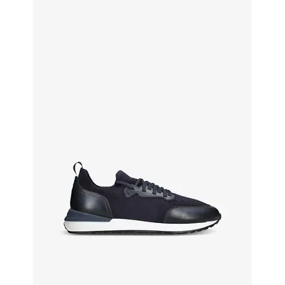 MAGNANNI MENS NAVY GRAFTON KNITTED LOW-TOP TRAINERS EUR 42.5 / 8.5 UK