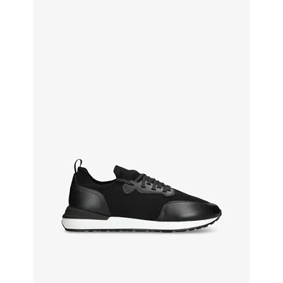 Magnanni Mens Black Grafton Mixed-material Knitted Low-top Trainers