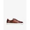 Magnanni Leather Laceless Sneakers In Brown