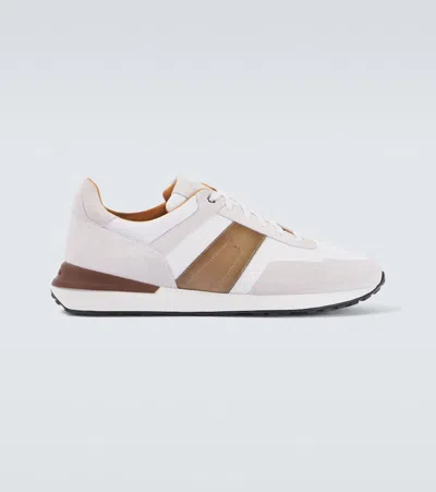 Magnanni Grafton Leather-trimmed Sneakers In White
