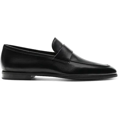 Magnanni Heros Black Mens Solid Leather Loafers
