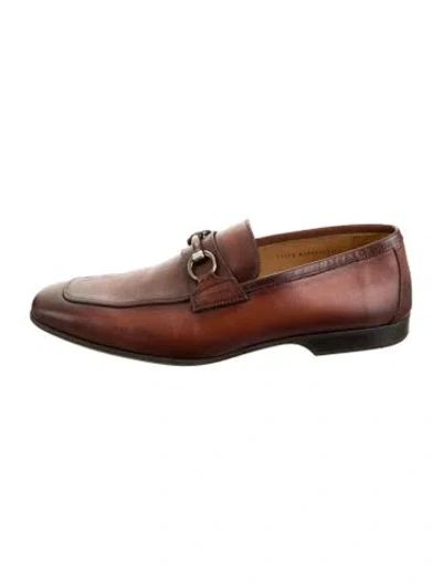 Pre-owned Magnanni Horsebit Accent Leather Dress Loafers In Brown