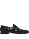 Magnanni Hyde Woven Leather Loafers In Black