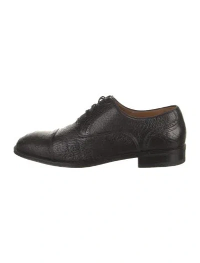 Pre-owned Magnanni Leather Animal Print Oxfords In Black