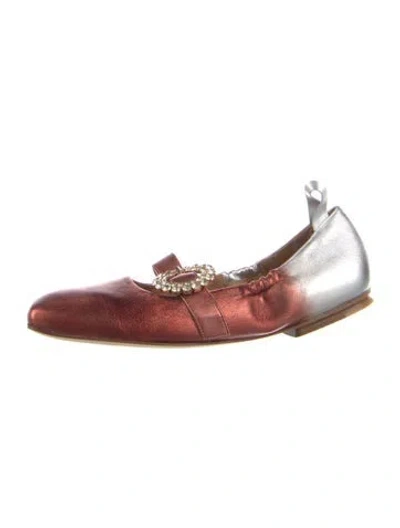 Pre-owned Magnanni Leather Ballet Flats In Red