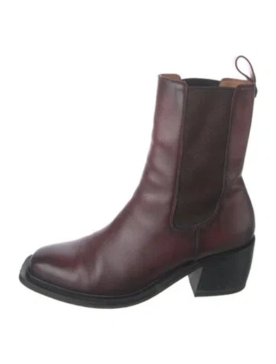 Pre-owned Magnanni Leather Chelsea Boots In Burgundy