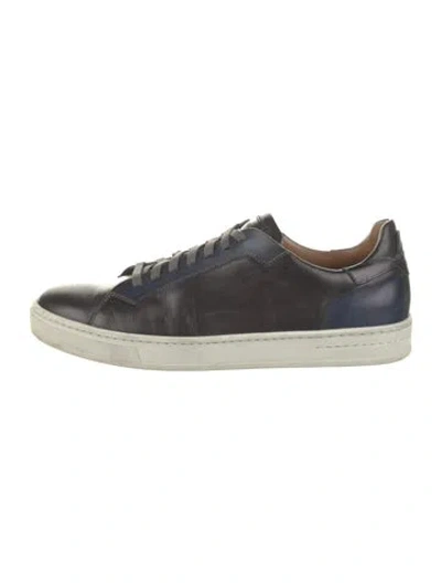 Pre-owned Magnanni Leather Colorblock Pattern Sneakers In Black