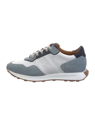 Pre-owned Magnanni Leather Colorblock Pattern Sneakers In White