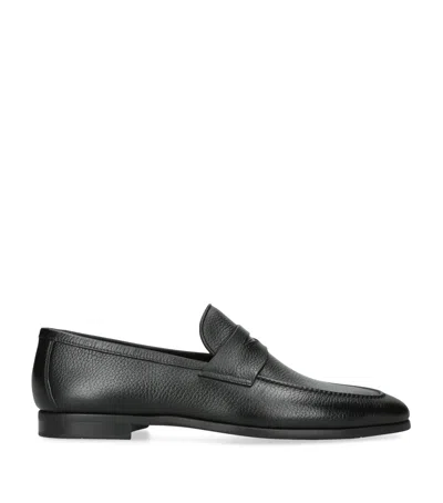 Magnanni Mens Black Diezma Leather Penny Loafers