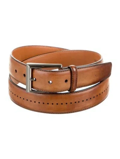 Pre-owned Magnanni Leather Distressed Accents Waist Belt In Brown