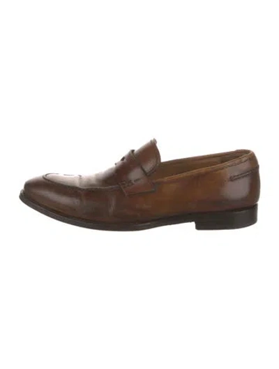 Pre-owned Magnanni Leather Dress Loafers In Brown